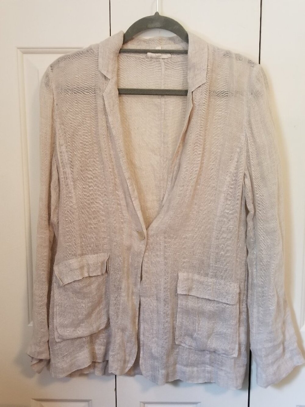EILEEN FISHER SHEER LINEN JACKET PALE OATMEAL  S